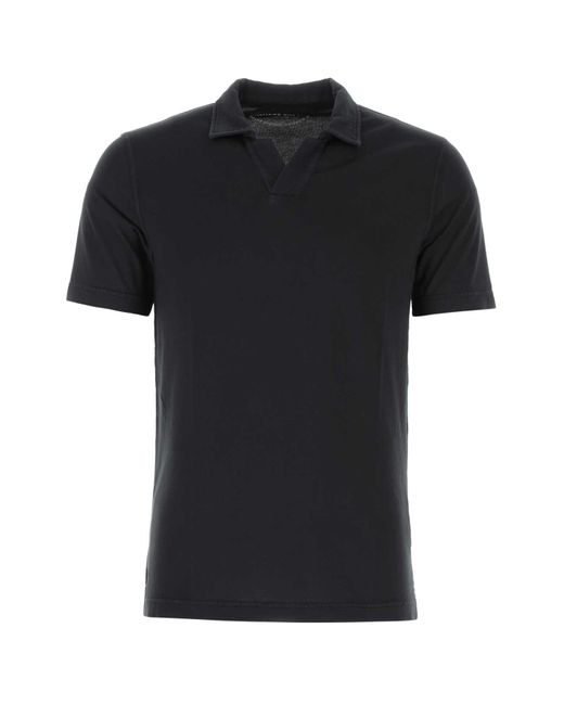 Fedeli Black Cotton Polo Shirt for men