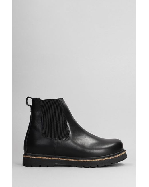 Birkenstock Highwood Combat Boots In Black Leather for men