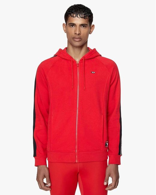 DIESEL Red Sport Trasteer Zip-Up Hoodie for men