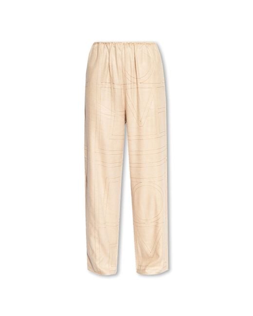 Totême  Natural Toteme Trousers With Monogram