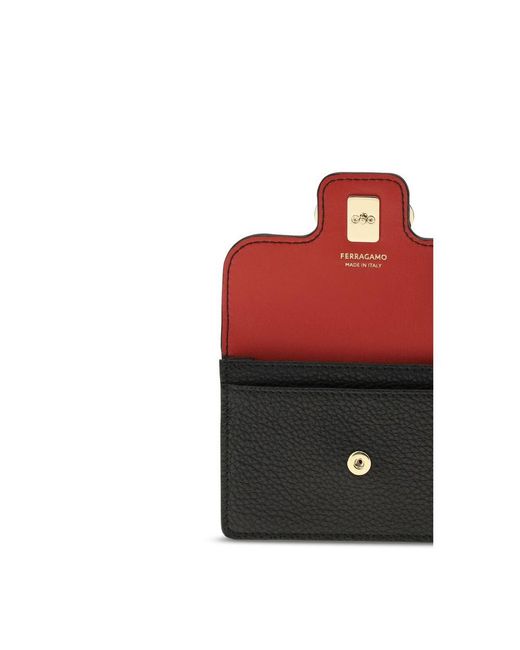 Ferragamo Black Calf Leather Bos Taurus Wallet