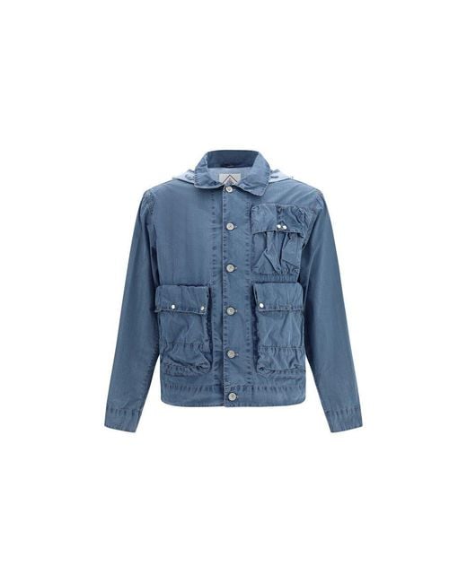 C P Company Blue Cotton Full-Length Jacket Clothing for men