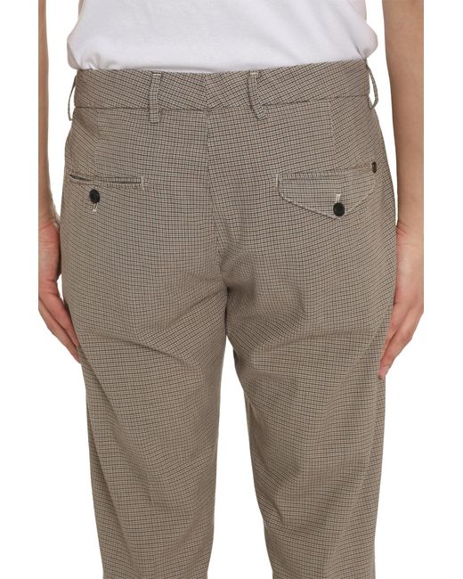 Dondup Gray Checked Trousers With Roll-Up Ankle Cuffs Lyocell Chinos for men