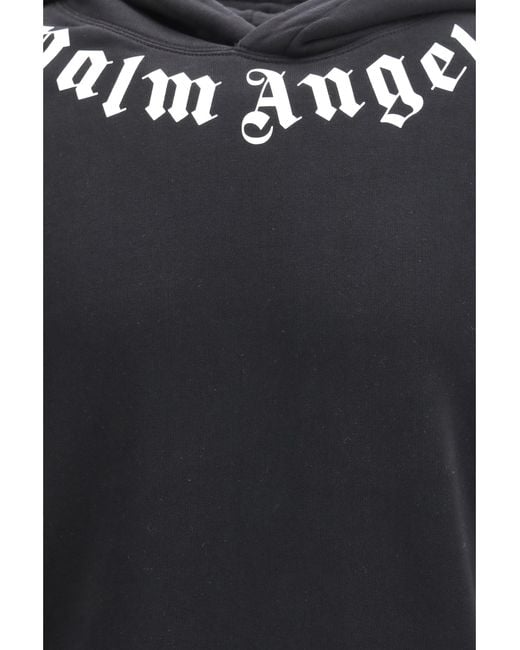 Palm Angels Gray Logo Hoodie-Off/Off Cotton Sweatshirts for men