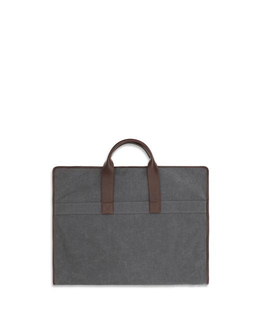Brunello Cucinelli Gray Garment Bag Techno Fabric Leather Polyester Accessory for men