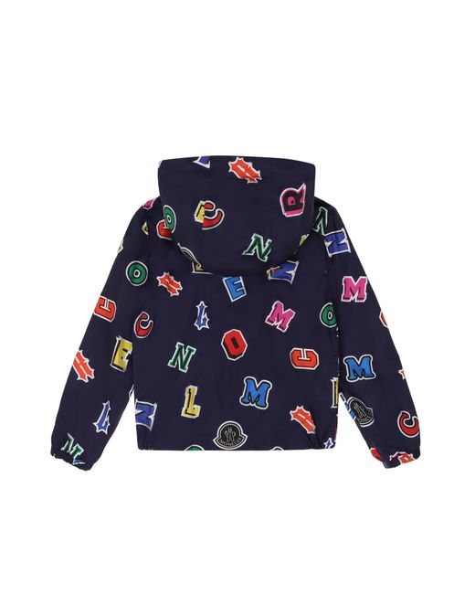 Moncler Blue Hooded Windbreaker Polyamide Jacket for men