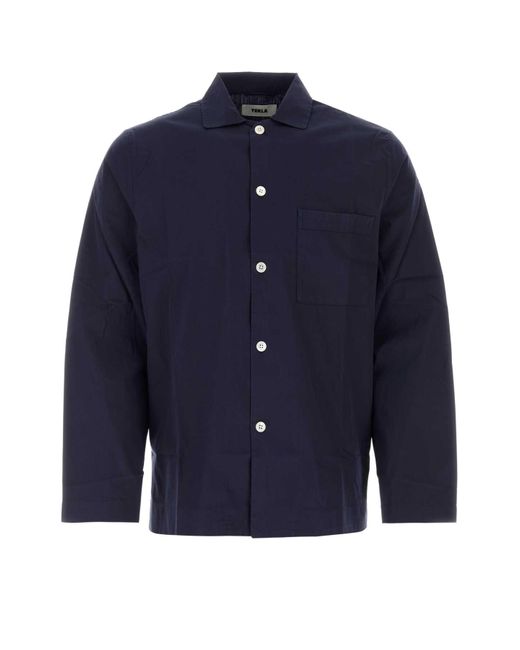 Tekla Blue Midnight Cotton Pyjama Shirt for men