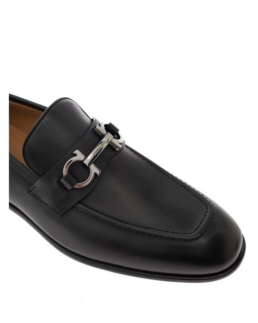 Ferragamo Black Gancini-buckled Slip-on Loafers for men