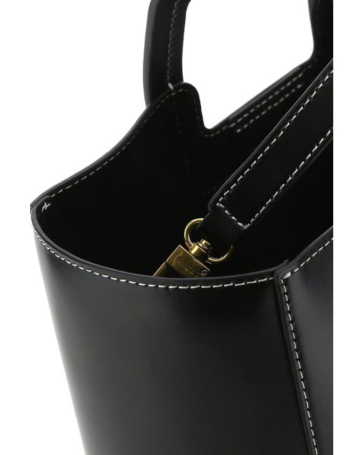 Staud Black Leather Shirley Shopping Bag