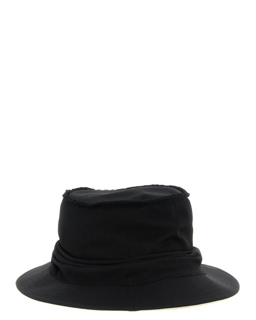 Yohji Yamamoto Black Drape Solid Bucket Hat for men