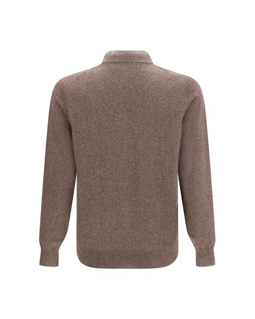Brunello Cucinelli Brown Cashmere Cardigan for men