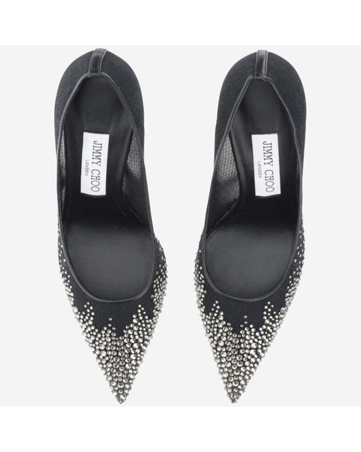 Jimmy Choo Gray Love 85Mm Tulle Pumps With Rhinestones