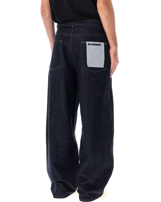 Jil Sander Black Belted Oversize Denim Pants for men
