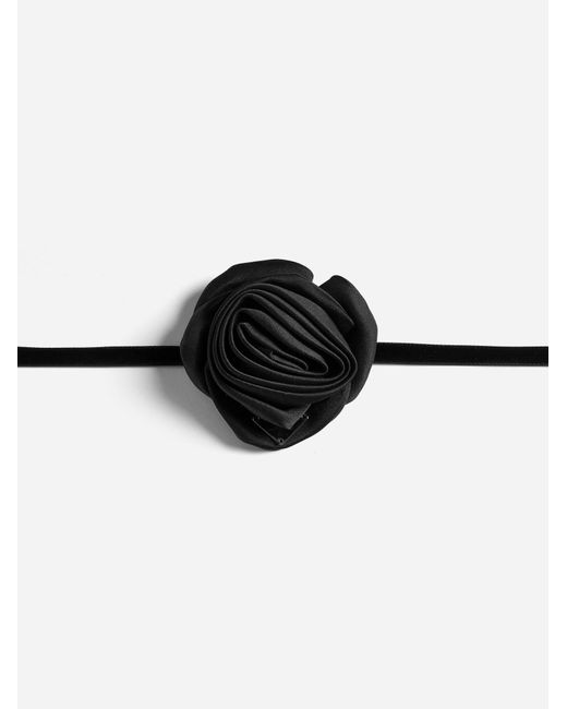 Prada Black Rose Silk Necklace