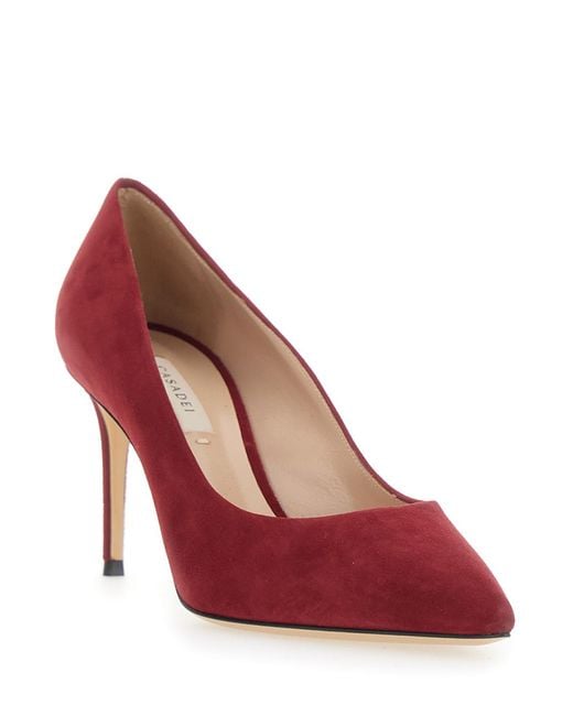 Casadei Red Pumps Suede 80 Mm Heel