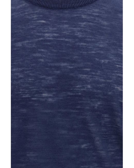 Brooksfield Blue Short-Sleeved Linen Blend Shirt Linen; Polyester T-Shirts for men