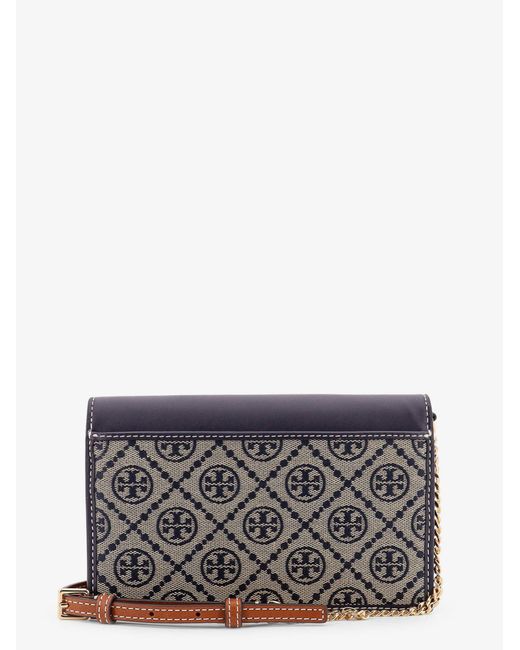 Tory Burch Blue Borsa T-Monogram Envelope Chain Wallet