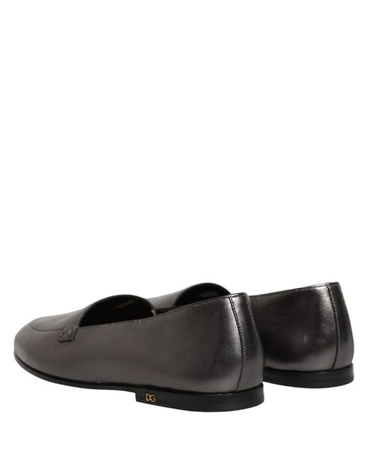 Dolce & Gabbana Brown Leather Dg Logo Slip On Loafers Shoes for men