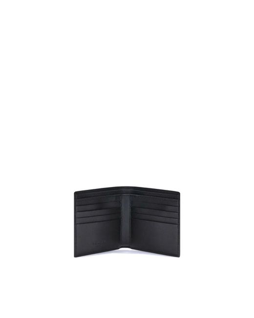 McQueen Black Calf Leather Bos Taurus Wallet for men