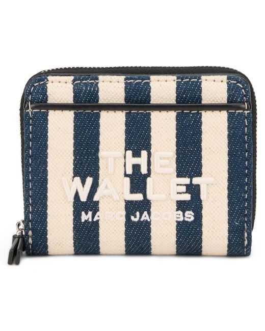 Marc Jacobs Blue Compact Wallet The Stripe Cotton & Purses