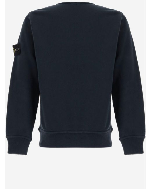Stone Island Blue Stretch Cotton Sweatshirt Hoods & Sweatshirts for men