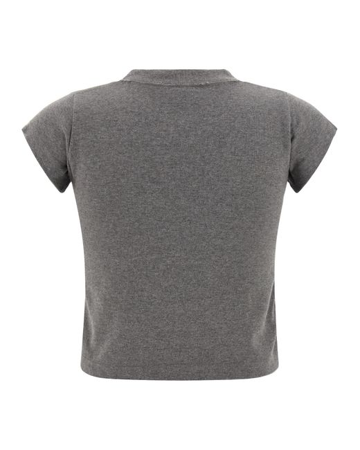 Balenciaga Gray Shrunk Luxury Script T-Shirt