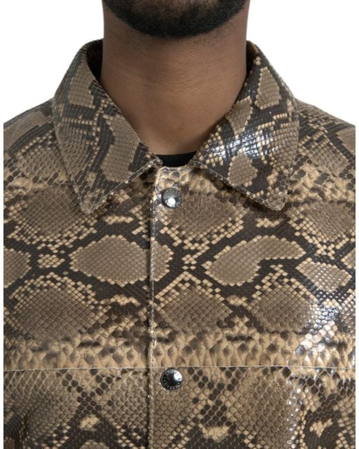 Dolce & Gabbana Gray Exotic Leather Biker Blouson Jacket Python Skin Clothing for men