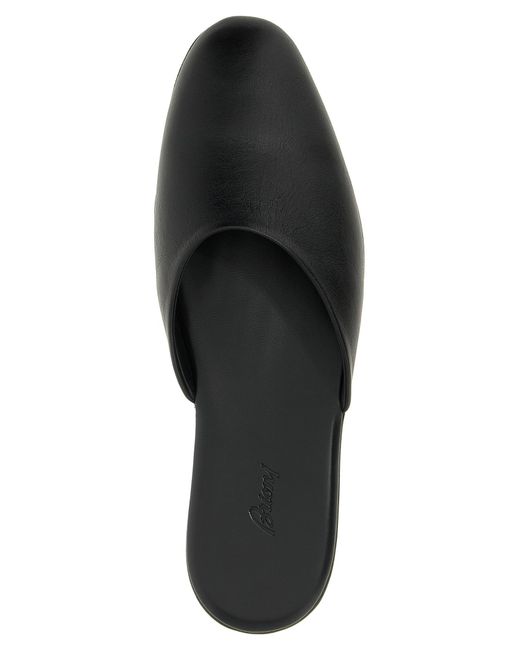 Brioni Black Calfskin Mules