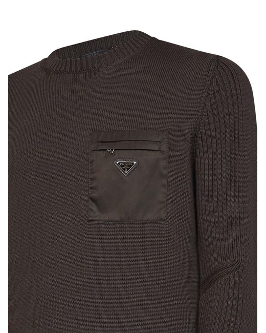 Prada Black Wool Knit Sweater Dark Virgin for men