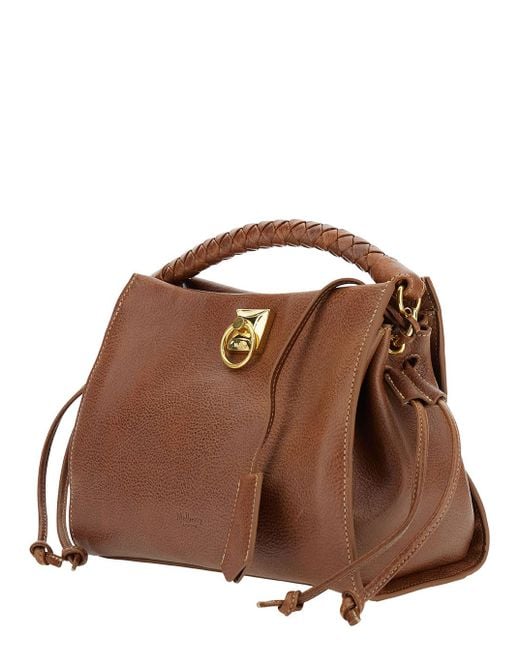 Mulberry Brown Small Iris Handbag With Logo Detail