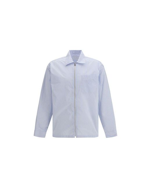 Prada Blue Polyamide Pattern Shirt for men
