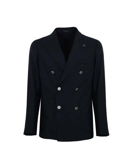 Tagliatore Blue Double-Breasted Wool Jacket for men