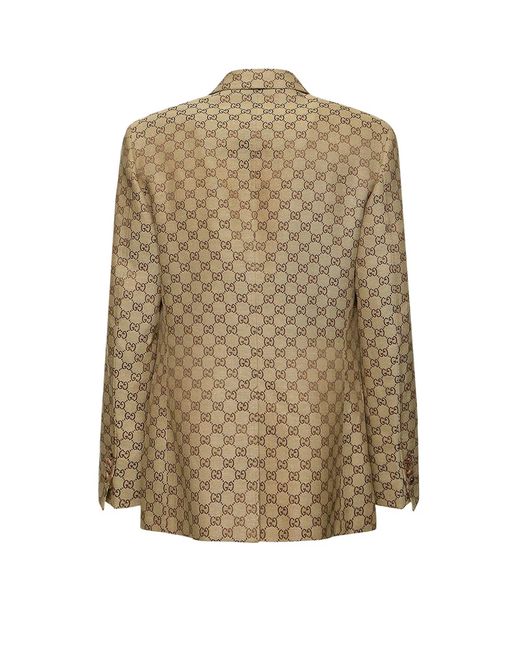 Gucci Natural Single-Breasted Blazer With A Monogram for men