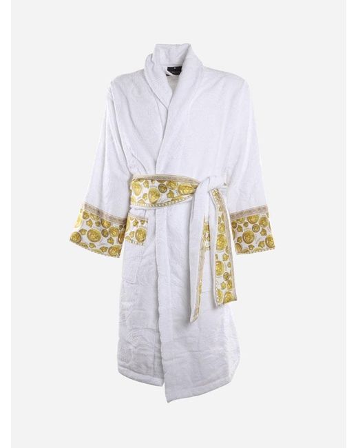 Versace Cotton Bathrobe With Amplified Medusa Print in White Lyst