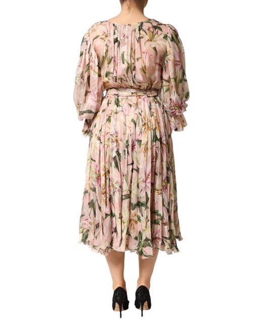 Dolce & Gabbana Natural Pink Lily Print A
