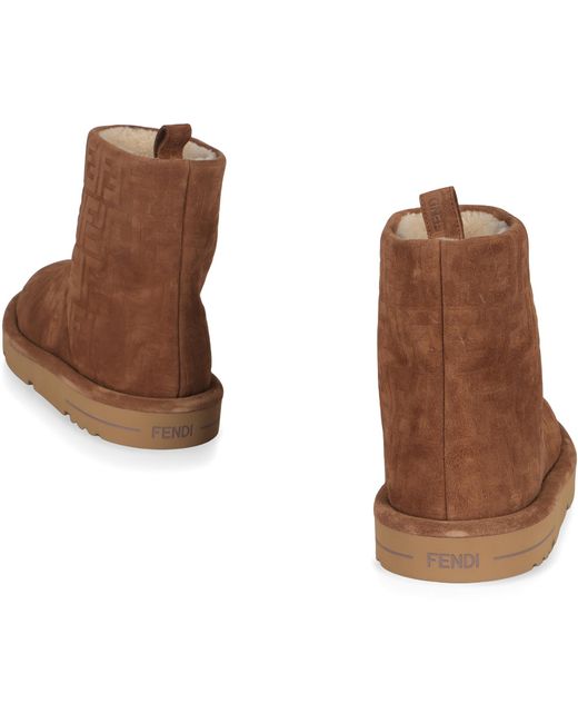 Fendi Brown Ankle Boots Suede Calfskin for men