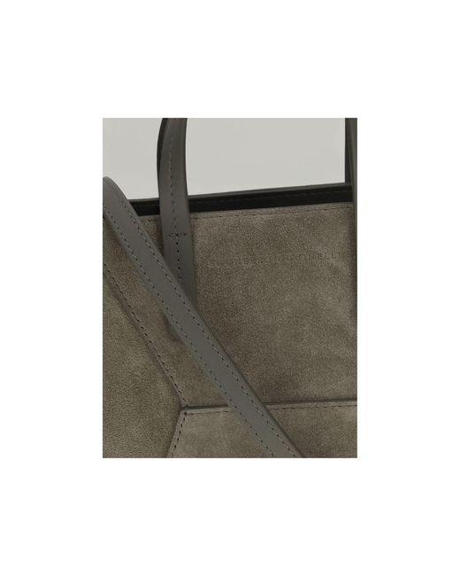 Brunello Cucinelli Gray Calf Leather Bos Taurus Shoulder Bag