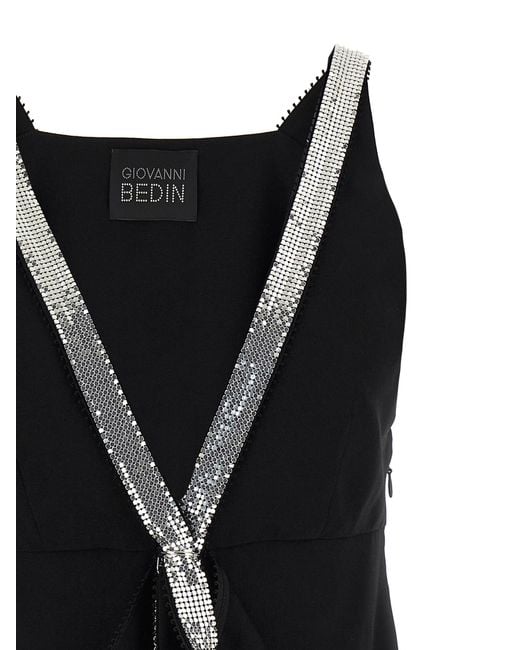 Giovanni bedin Black Studded Ribbon Dress Viscose