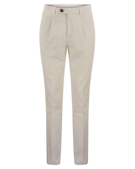 Brunello Cucinelli Gray Garment-Dyed Leisure Fit Trousers for men