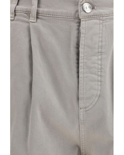 Brunello Cucinelli Gray Stretch Canvas Pants Cotton; Elastane for men