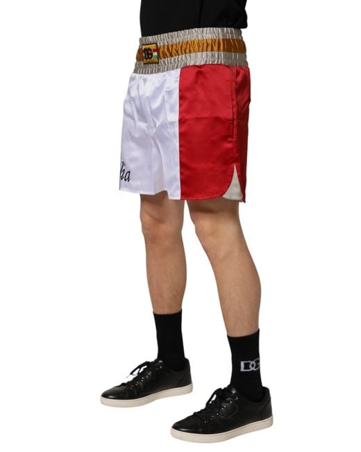 Dolce & Gabbana Red Italia Polyester Bermuda Shorts for men