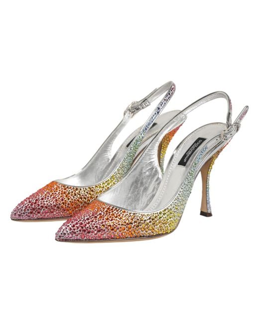 Dolce & Gabbana White Sequin Slingback Pumps Shoes Pl+Pu+Se+Vi+Goat