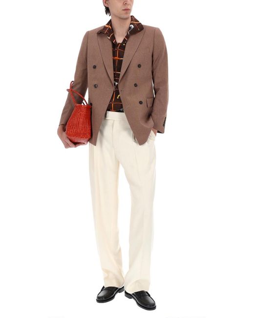 Drole de Monsieur Brown Double-Breasted Jacket Polyester for men