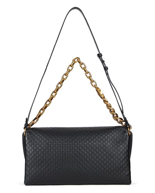 Gucci Black Leather Handbag Gg Monogram Calf Skin Handbags