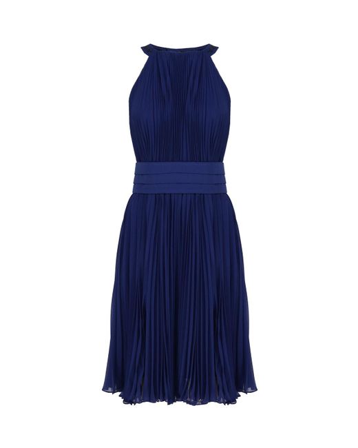 Max Mara Blue Short Pleated Dress