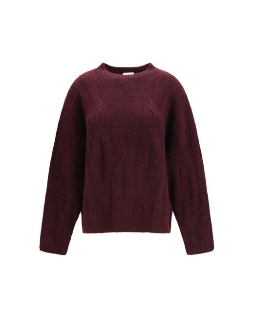 Allude Red Cashmere And Silk Sweater With Voluminous Sleeves Kashmir/Capra Hircus