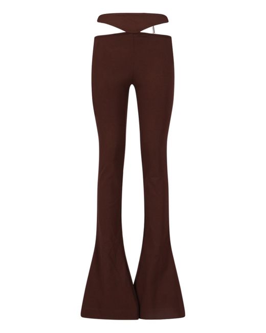 The Attico Brown Cut-out Flared Trousers
