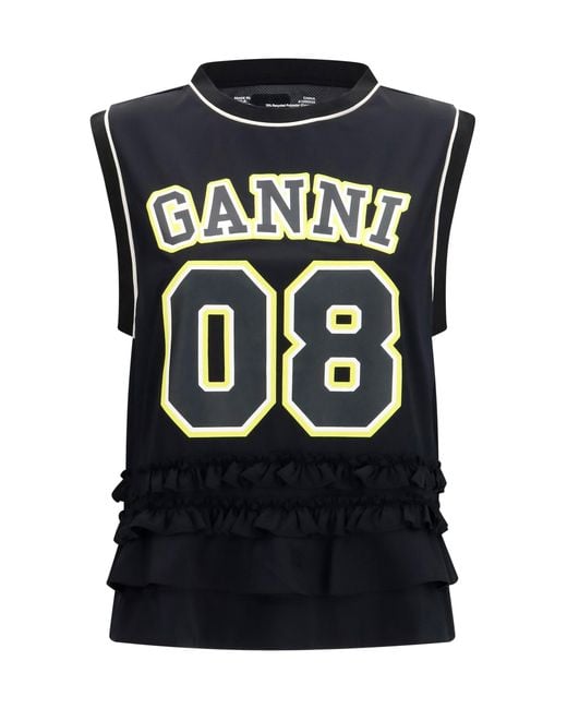 Ganni Blue Tank Top Cycora Polyester