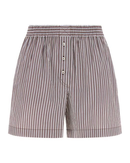 Brunello Cucinelli Gray Striped Silk And Cotton Shorts