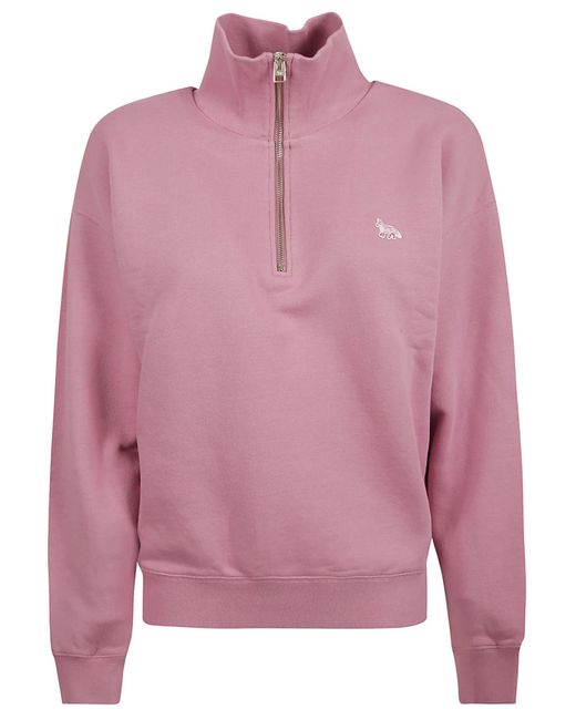 Maison Kitsuné Pink Logo Zip Sweatshirt